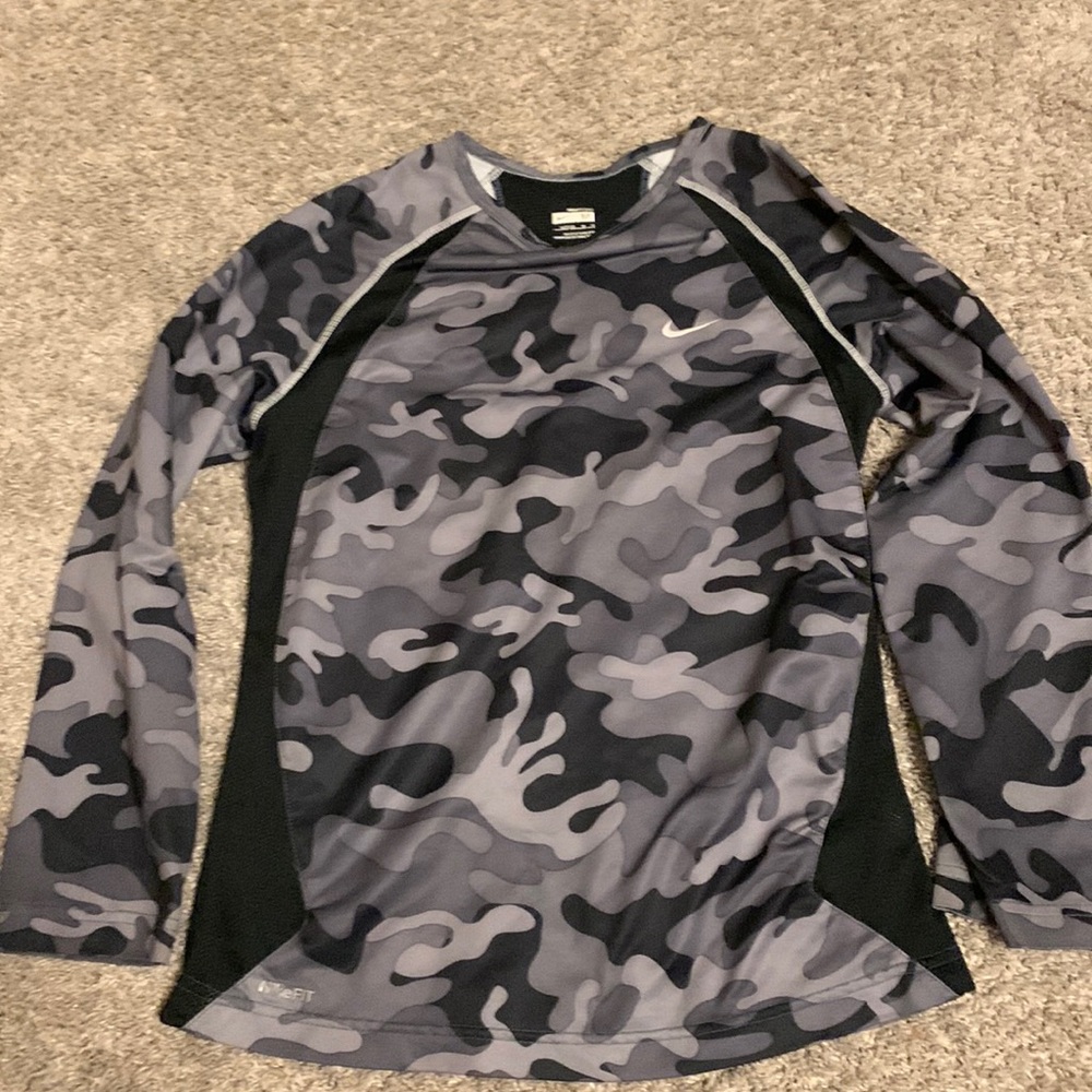Nike FitDry grey camo long sleeve workout tee